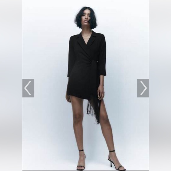 Zara Bodysuit Blazer Dress with Fringe Size M - Picture 1 of 8